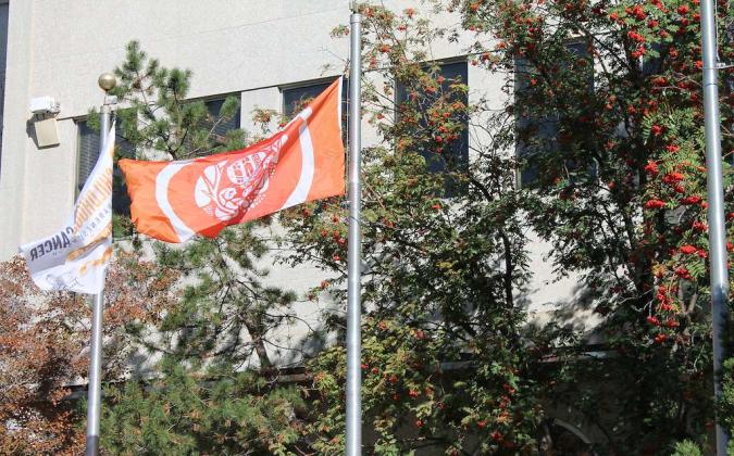 The Survivor's flag flies at Saskatoon City Hall